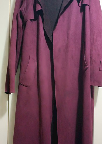 Bordo Süet Kadın Trençkot - Görsel 2