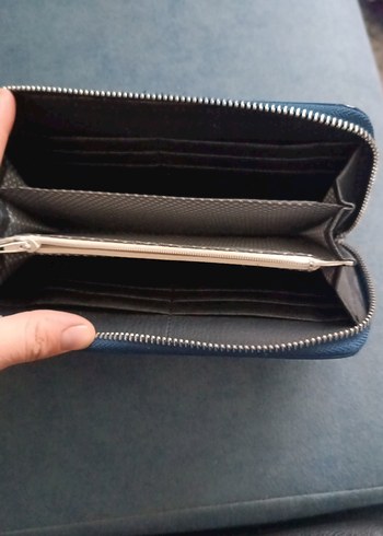 Lacivert Deri Fermuarlı Kadın Cüzdanı - Görsel 3