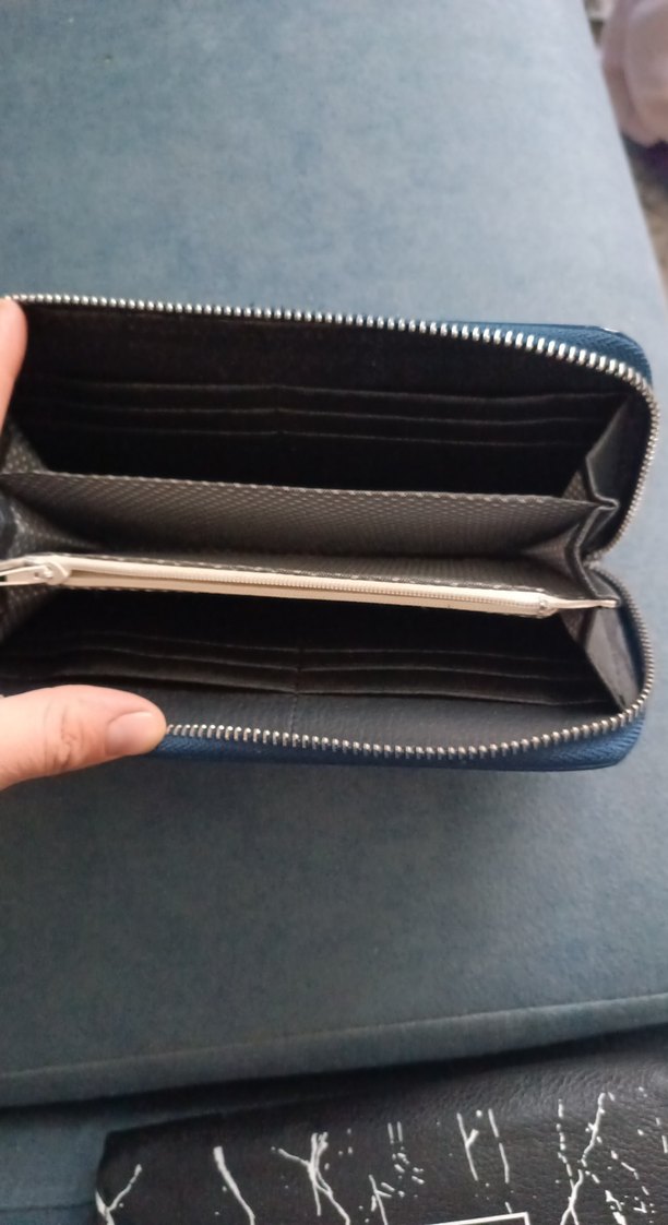 Lacivert Deri Fermuarlı Kadın Cüzdanı - Görsel 3