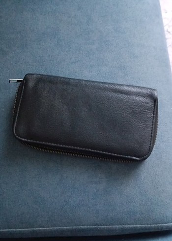 Siyah Baskılı Deri Fermuarlı Kadın Cüzdanı - Görsel 3