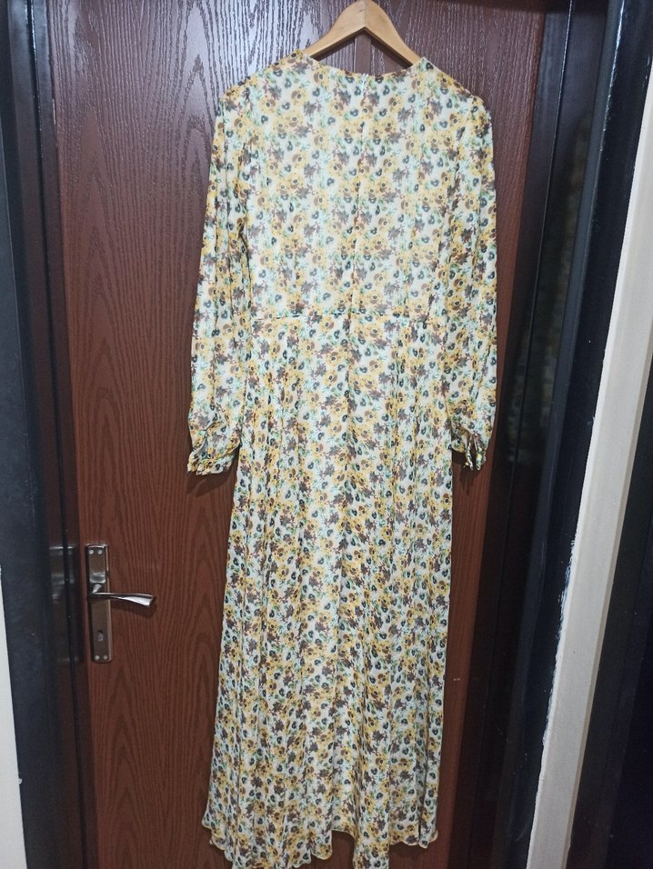 Alvina uzun kollu şifon uzun elbise - Görsel 2