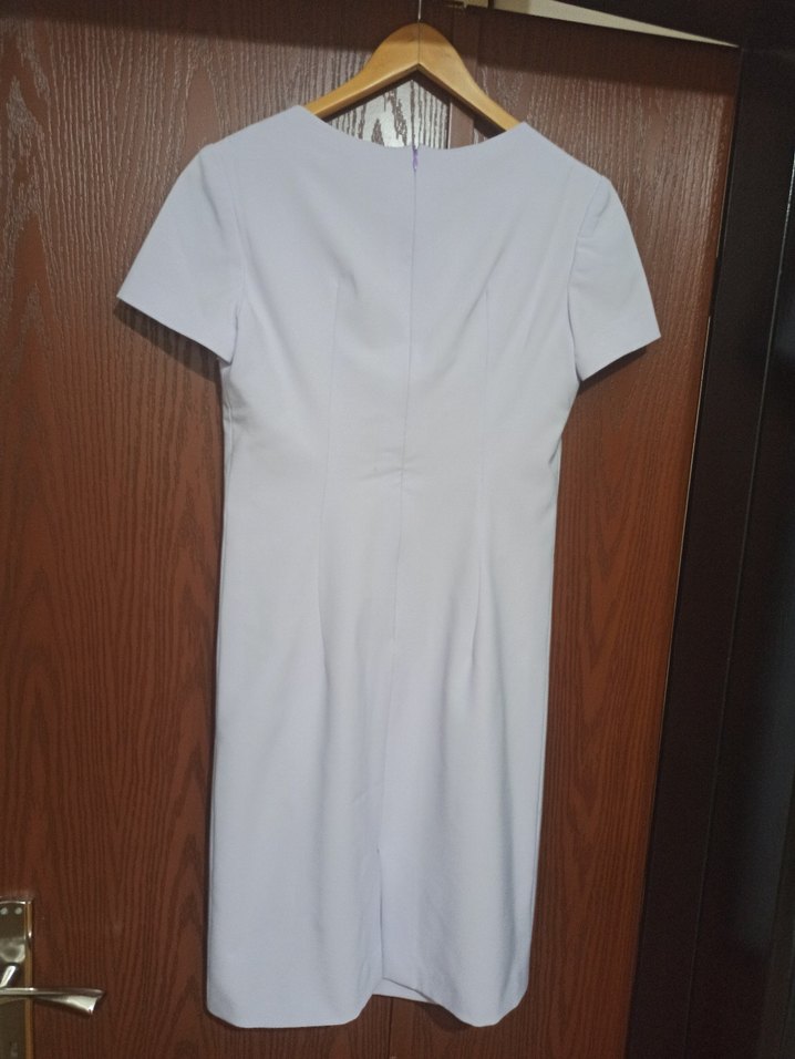 Eflatun Midi Kadın Ofis Elbisesi Kısa Kollu - Görsel 2