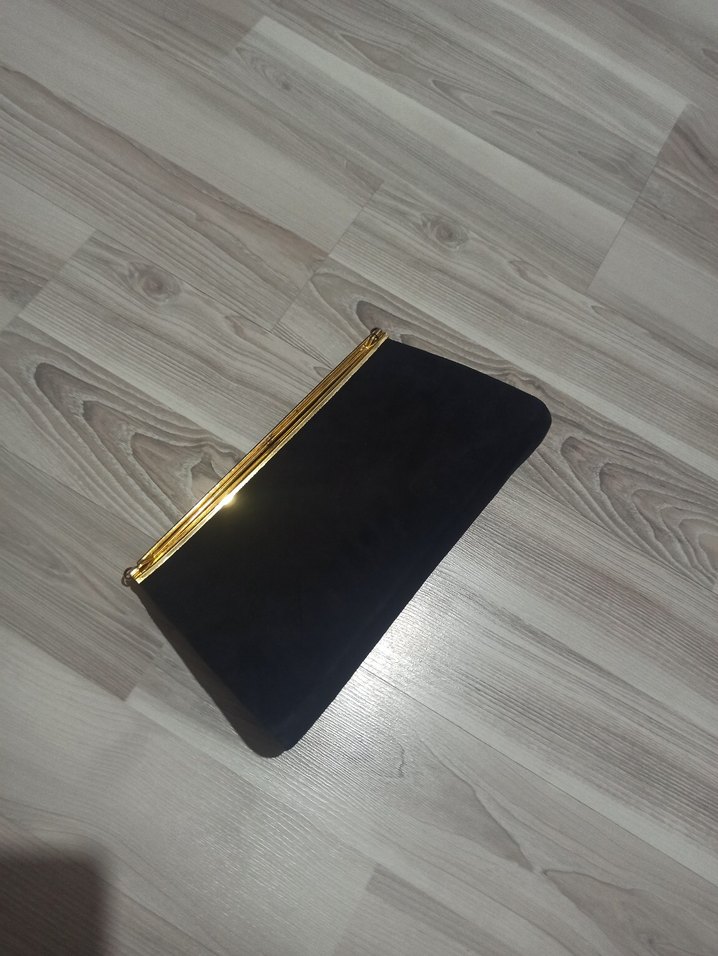 Siyah Süet Tokalı Kadın Portföy Çanta - Görsel 2