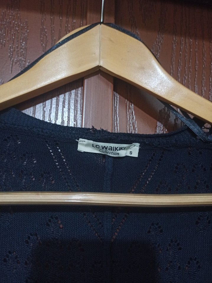 Lacivert Bohem Örgü Kadın Hırka - Görsel 2