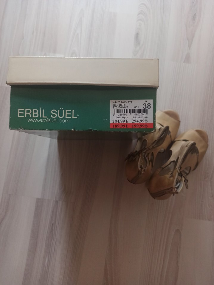 Bej Süet Yüksek Topuklu Kadın Sandalet - Görsel 2