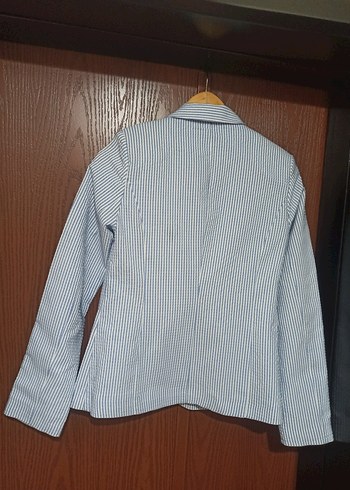 Çizgili Mavi Kadın Blazer Ceket - Görsel 2