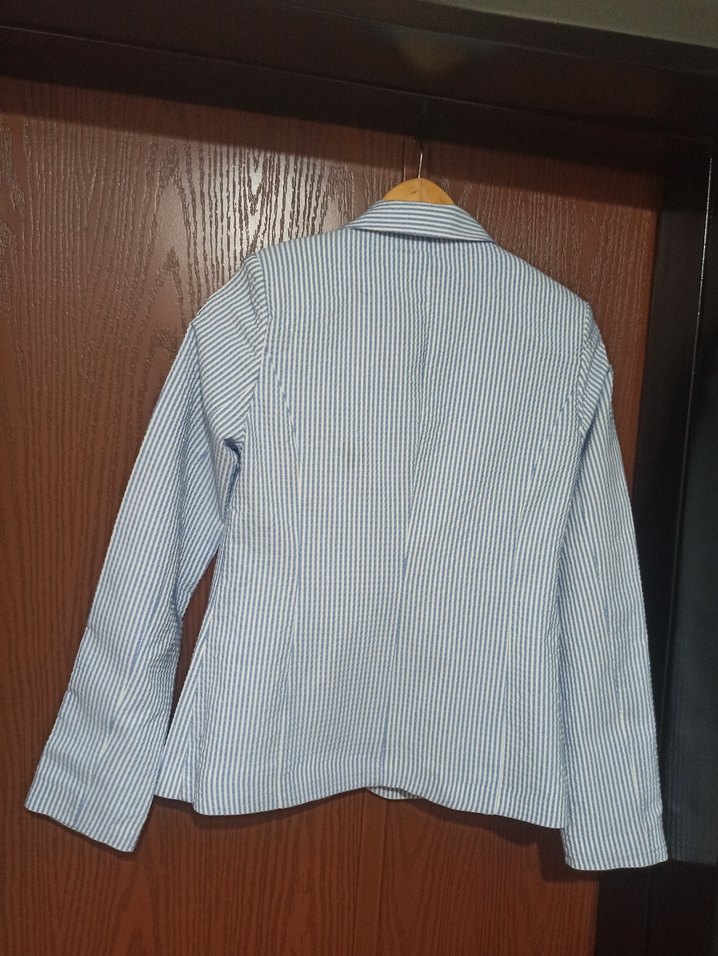 Çizgili Mavi Kadın Blazer Ceket - Görsel 2