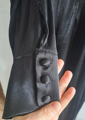 Siyah Uzun Kollu Uzun Kadın Elbise - Görsel 5