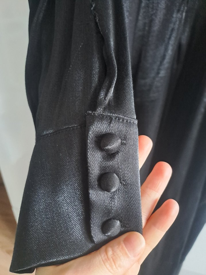 Siyah Uzun Kollu Uzun Kadın Elbise - Görsel 5