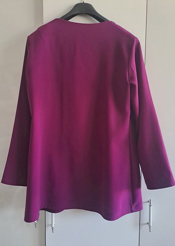 Düğmeli Koyu Pembe Midi Kadın Tunik - Görsel 3