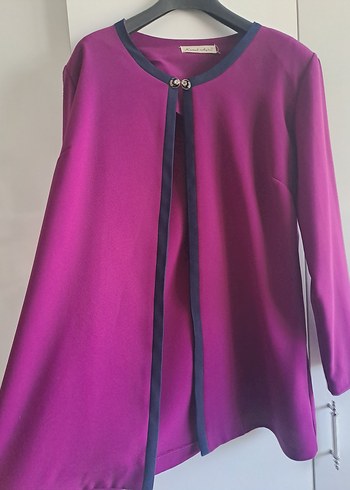 Düğmeli Koyu Pembe Midi Kadın Tunik - Görsel 4