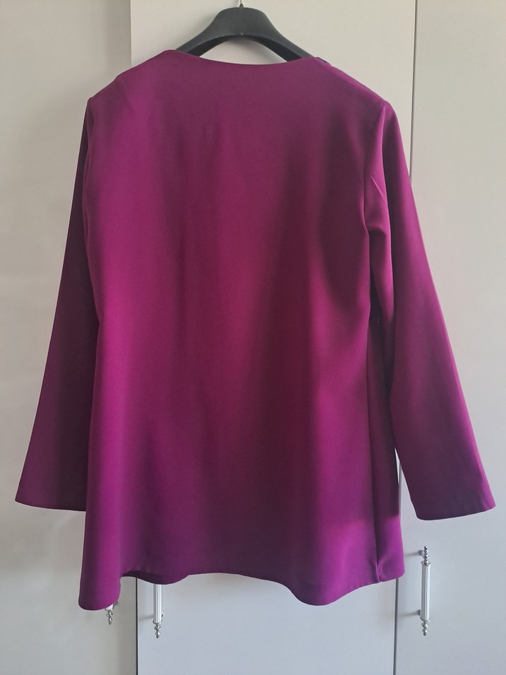 Düğmeli Koyu Pembe Midi Kadın Tunik - Görsel 3