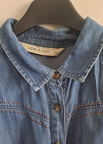 Düğmeli Uzun Kollu Kadın Denim Midi Ceket - Görsel 2