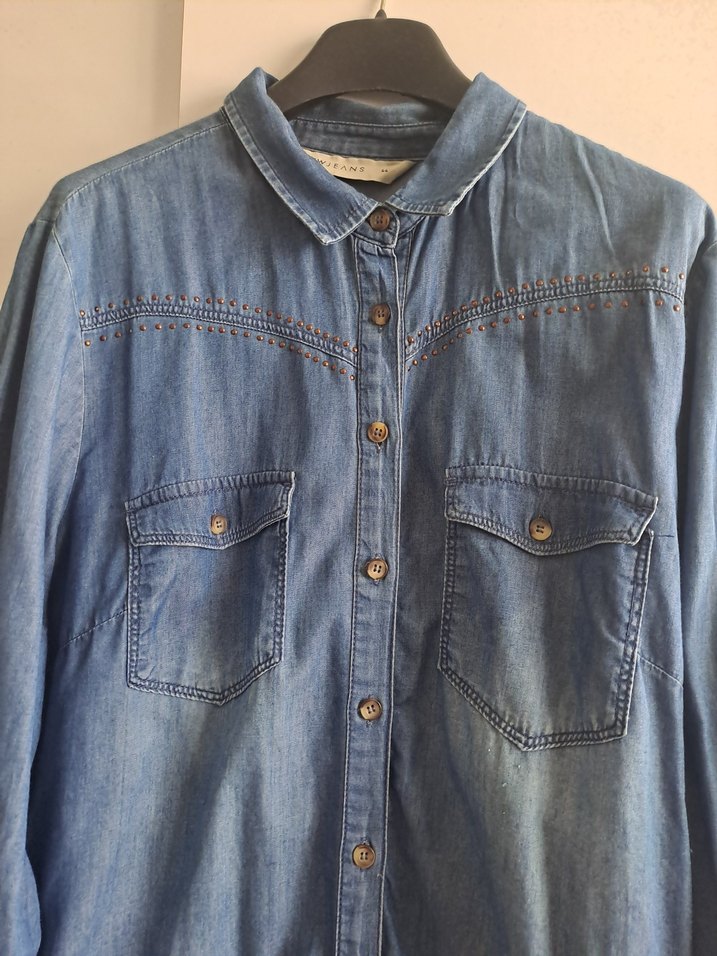 Düğmeli Uzun Kollu Kadın Denim Midi Ceket - Görsel 5