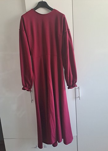 Bordo Uzun Drappeli Goth Elbise - Görsel 2