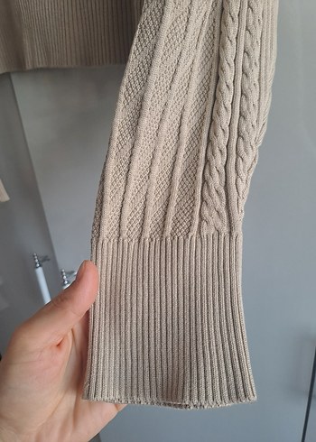 Bej Triko Midi Hırka, Uzun Kollu, Yakalı - Görsel 5