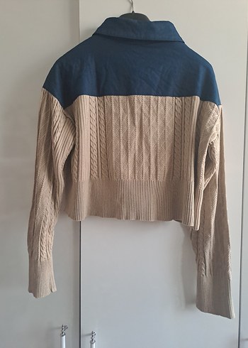 Bej Triko Midi Hırka, Uzun Kollu, Yakalı - Görsel 4