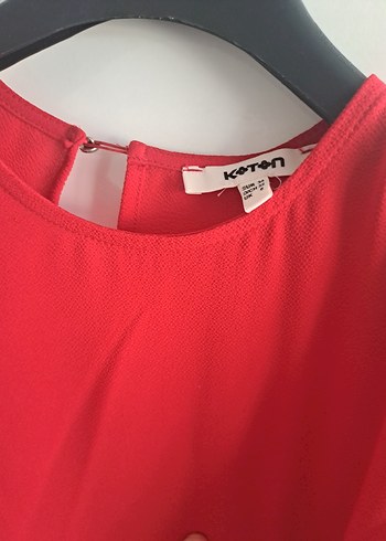 Uzun Kollu Kırmızı Fırfırlı Kadın Bluz - Görsel 3