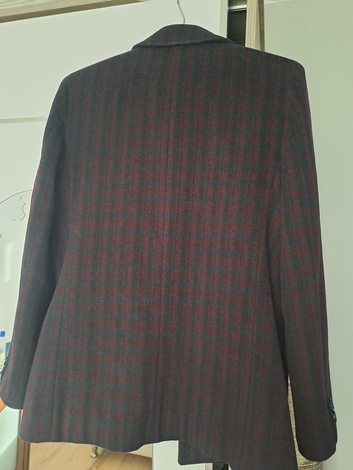 Bordo Düğmeli Erkek Yün Kaban - Görsel 3