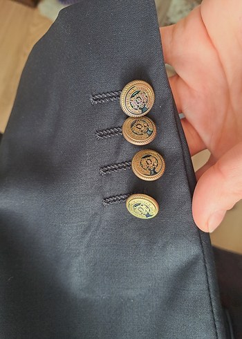 Lacivert Düğmeli Erkek Ofis Takım Elbise Ceketi - Görsel 3