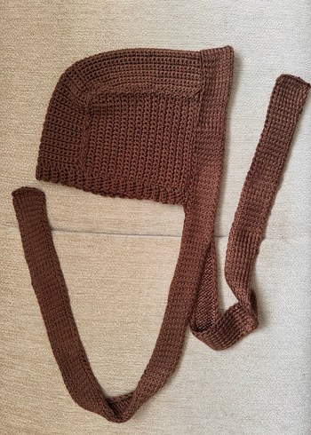 Kahverengi El Örgüsü Kadın Bere / Bonnet / Balaklava - Görsel 3