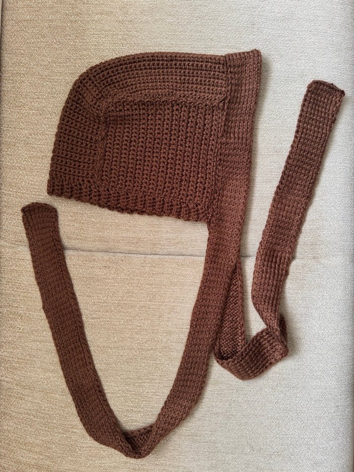 Kahverengi El Örgüsü Kadın Bere / Bonnet / Balaklava - Görsel 3