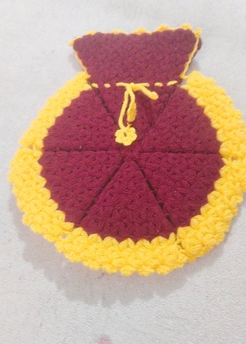 Bordo Sarı Nakışlı örgü banyo lifi - Görsel 2