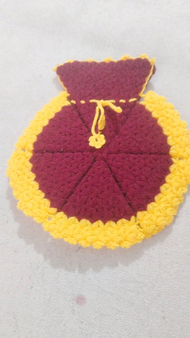 Bordo Sarı Nakışlı örgü banyo lifi - Görsel 2