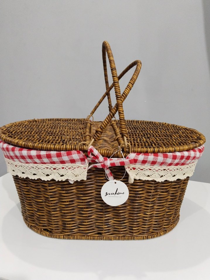 Dantel Detaylı Hasır Sepet Çanta - Görsel 2