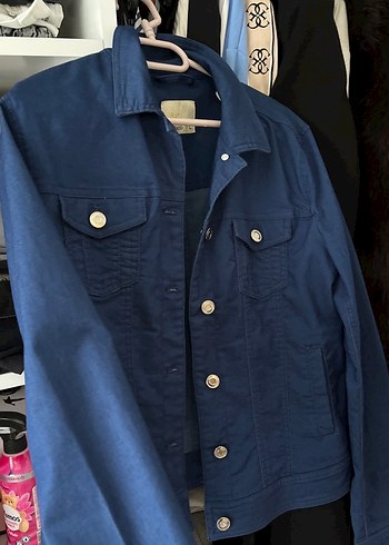 Düğmeli Mavi Kadın Denim Ceket - Görsel 3