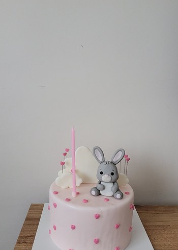 Pembe Pastel Tavşan Figürlü Pasta - Görsel 2