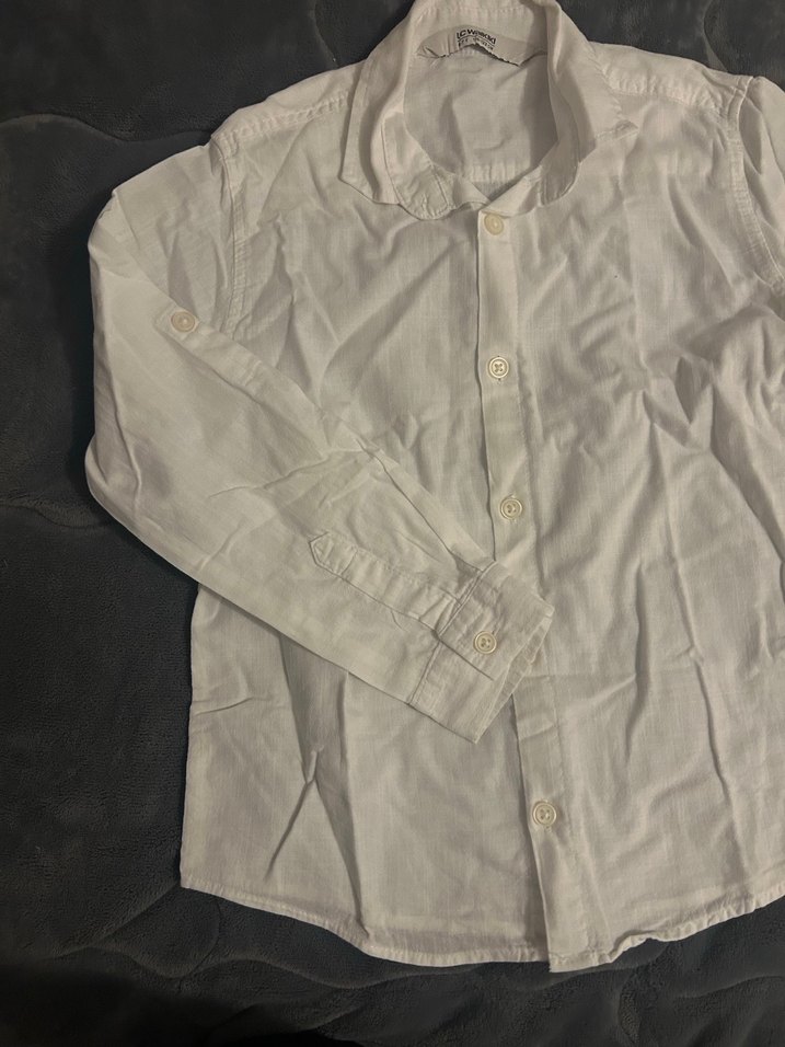 Erkek Çocuk Beyaz Keten Gömlek - Görsel 2