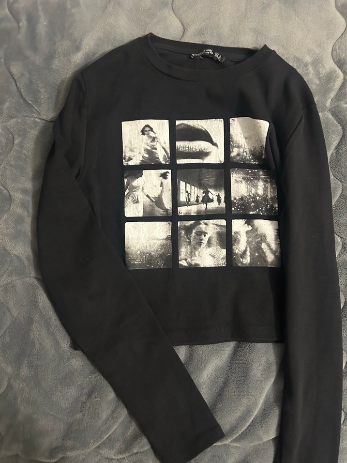 Siyah Baskılı Kadın Sweatshirt - Görsel 2