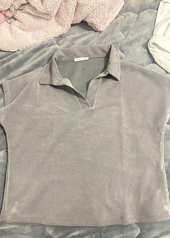 Gri Süet Kadın Gömlek sıfır Kollu - Görsel 2