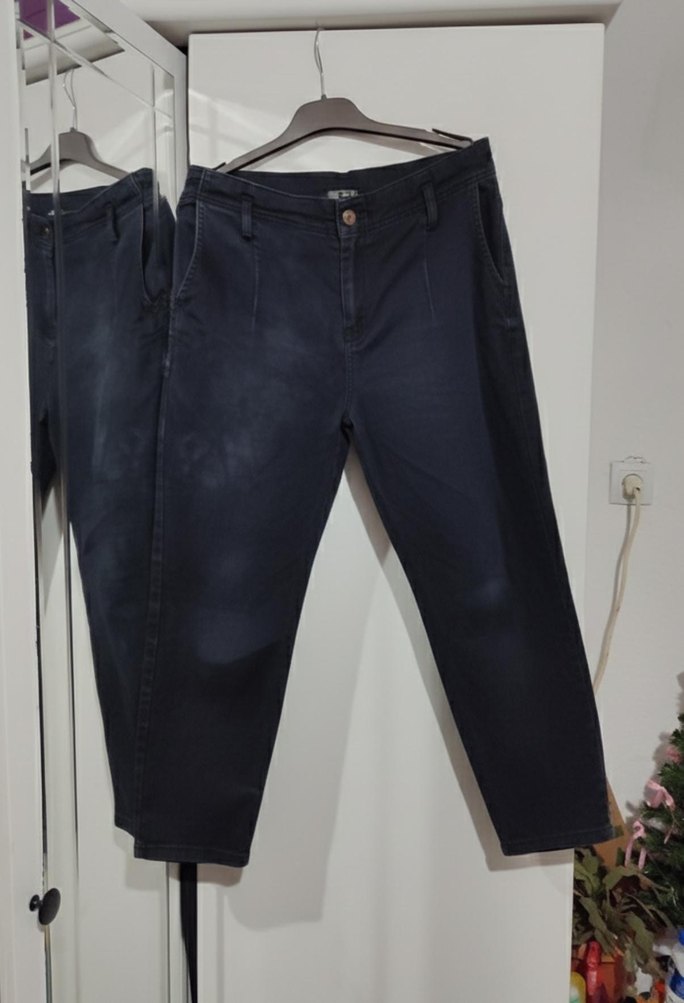 amBar Siyah Düğmeli Bol Kesim Midi Kot - Görsel 4