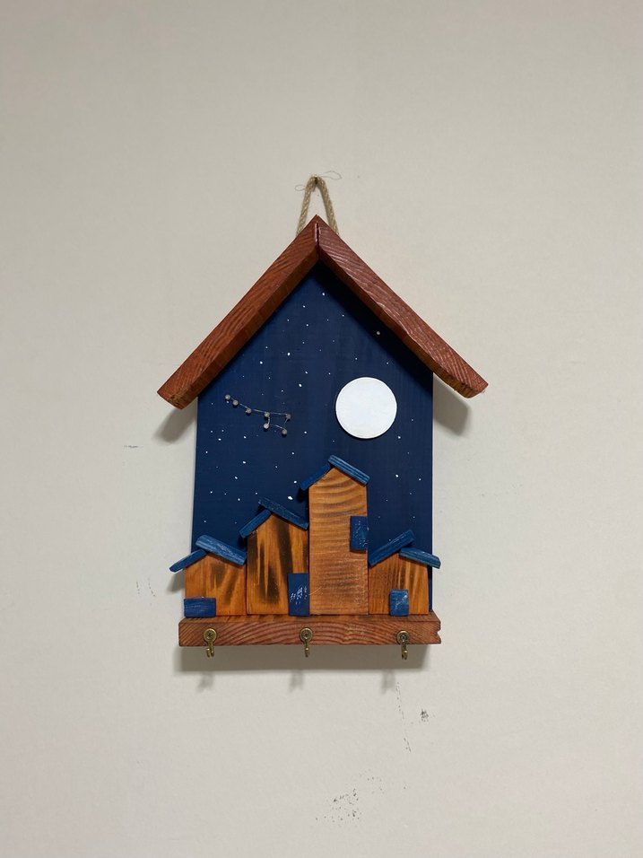 Ahşap Ev Tasarımlı Duvar Anahtarlık - Görsel 2