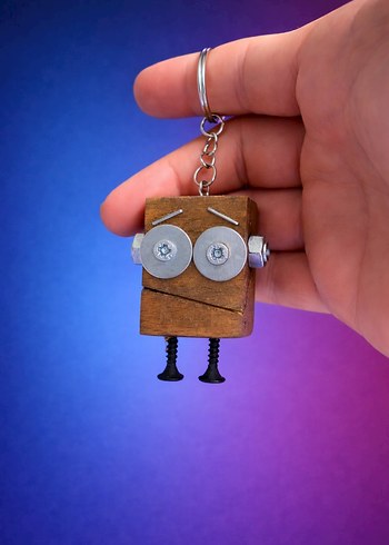 Ahşap Robot Anahtarlık/4 cm