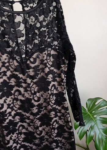 Dantelli Siyah Uzun Kadın Abiye Elbise - Görsel 3