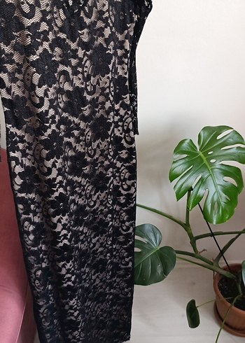 Dantelli Siyah Uzun Kadın Abiye Elbise - Görsel 2