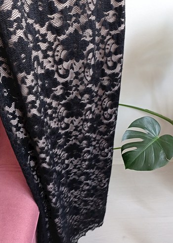 Dantelli Siyah Uzun Kadın Abiye Elbise - Görsel 7