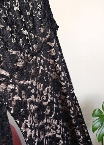 Dantelli Siyah Uzun Kadın Abiye Elbise - Görsel 10