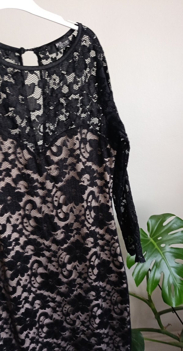 Dantelli Siyah Uzun Kadın Abiye Elbise - Görsel 3