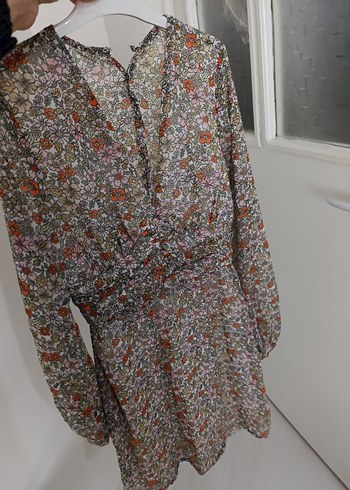 Bohem V Yaka Uzun Kollu şifon Bluzu - Görsel 6