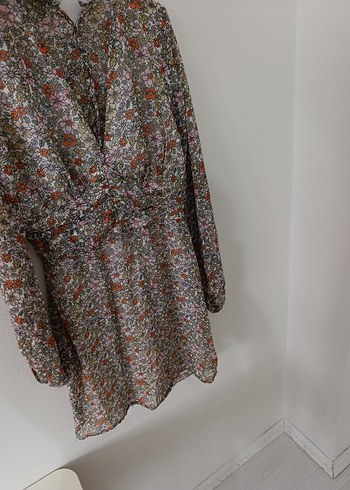 Bohem V Yaka Uzun Kollu şifon Bluzu - Görsel 2