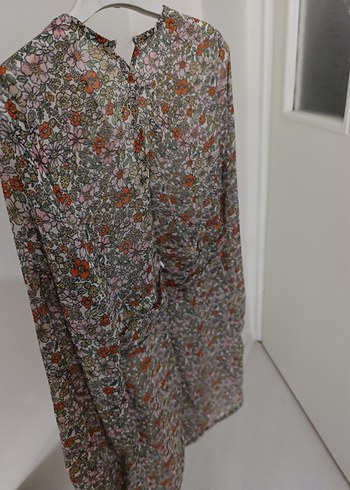 Bohem V Yaka Uzun Kollu şifon Bluzu - Görsel 3