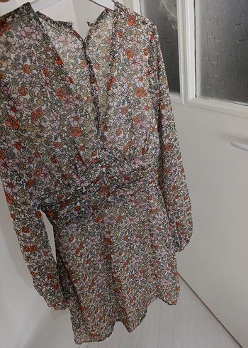 Bohem V Yaka Uzun Kollu şifon Bluzu - Görsel 7