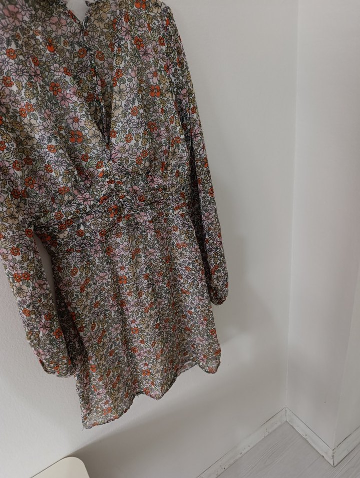 Bohem V Yaka Uzun Kollu şifon Bluzu - Görsel 2