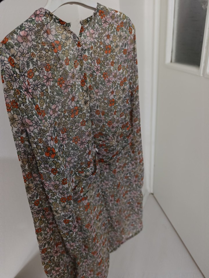 Bohem V Yaka Uzun Kollu şifon Bluzu - Görsel 3