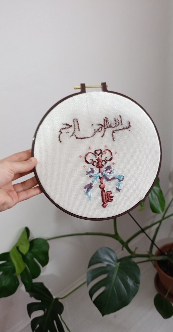 Bohem Anahtarlı El İşi Duvar Süsü kanaviçe nakışlı - Görsel 3