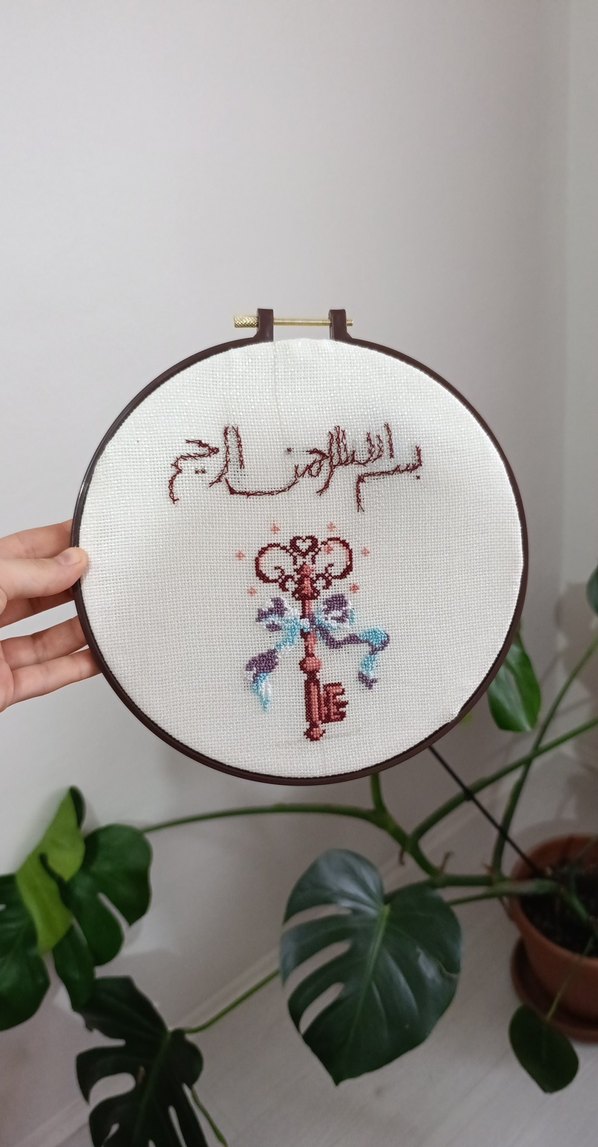 Bohem Anahtarlı El İşi Duvar Süsü kanaviçe nakışlı - Görsel 5